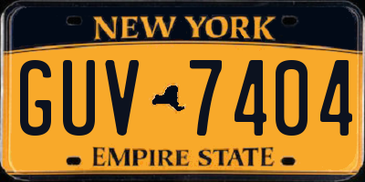 NY license plate GUV7404