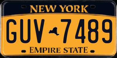 NY license plate GUV7489