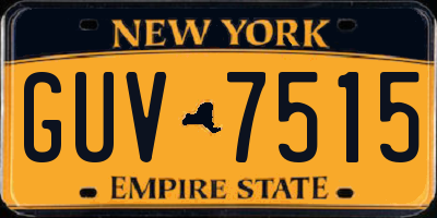NY license plate GUV7515
