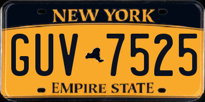 NY license plate GUV7525