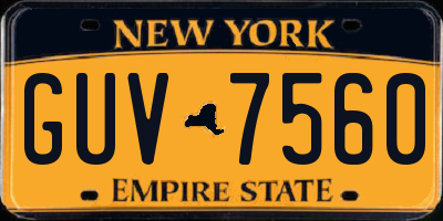 NY license plate GUV7560