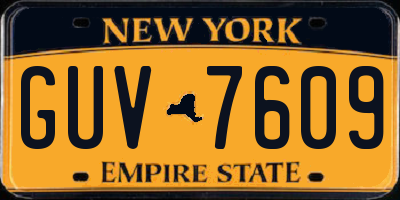 NY license plate GUV7609
