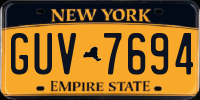 NY license plate GUV7694