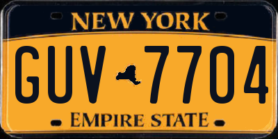 NY license plate GUV7704