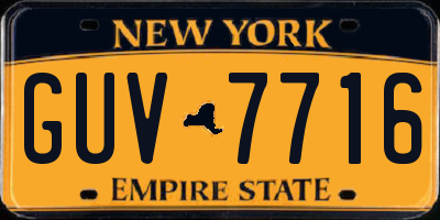 NY license plate GUV7716