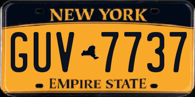NY license plate GUV7737