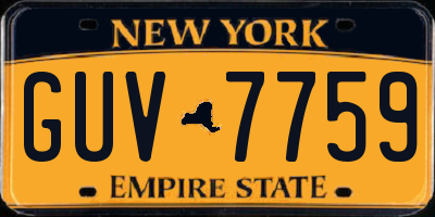 NY license plate GUV7759