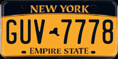 NY license plate GUV7778
