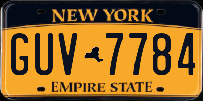 NY license plate GUV7784