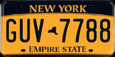 NY license plate GUV7788