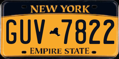 NY license plate GUV7822