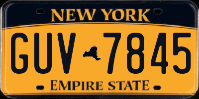 NY license plate GUV7845
