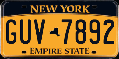 NY license plate GUV7892