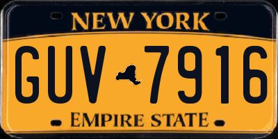 NY license plate GUV7916