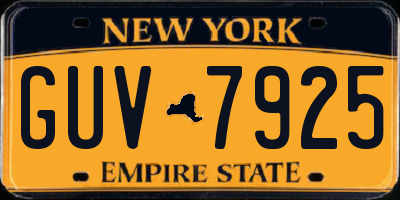 NY license plate GUV7925