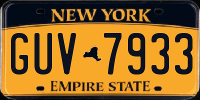 NY license plate GUV7933