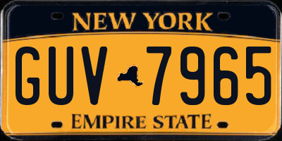 NY license plate GUV7965
