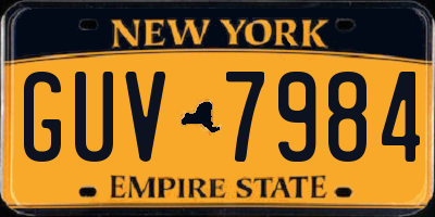 NY license plate GUV7984