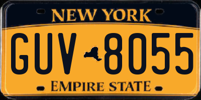 NY license plate GUV8055