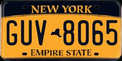 NY license plate GUV8065