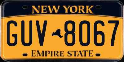 NY license plate GUV8067