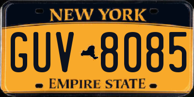 NY license plate GUV8085