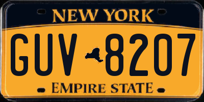NY license plate GUV8207