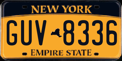 NY license plate GUV8336