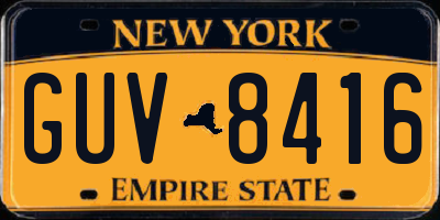 NY license plate GUV8416