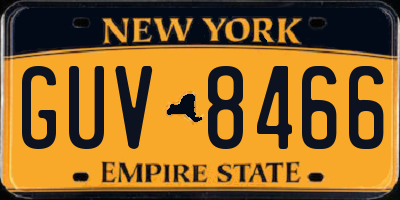 NY license plate GUV8466