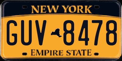 NY license plate GUV8478