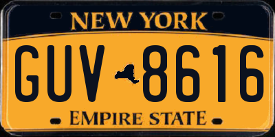 NY license plate GUV8616