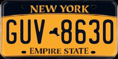 NY license plate GUV8630