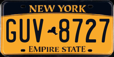 NY license plate GUV8727