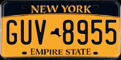 NY license plate GUV8955