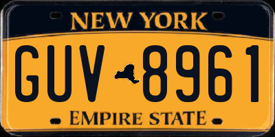 NY license plate GUV8961