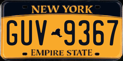 NY license plate GUV9367