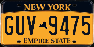 NY license plate GUV9475