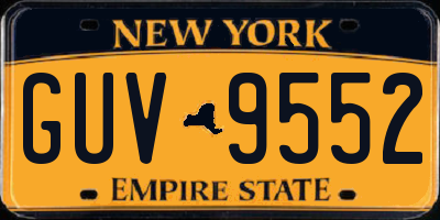 NY license plate GUV9552