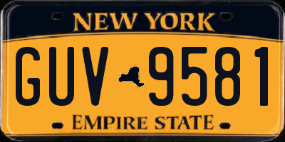 NY license plate GUV9581