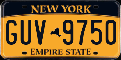 NY license plate GUV9750
