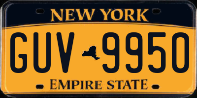 NY license plate GUV9950