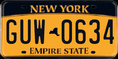 NY license plate GUW0634