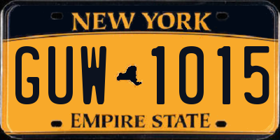 NY license plate GUW1015