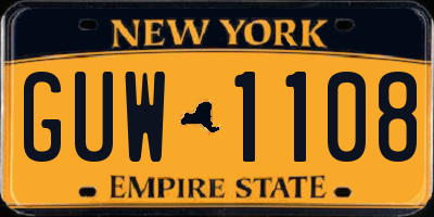 NY license plate GUW1108