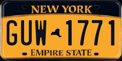 NY license plate GUW1771
