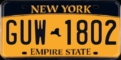 NY license plate GUW1802