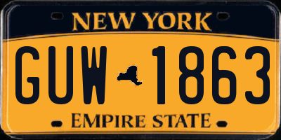 NY license plate GUW1863