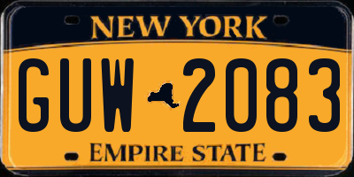 NY license plate GUW2083