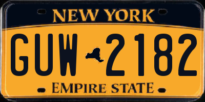 NY license plate GUW2182